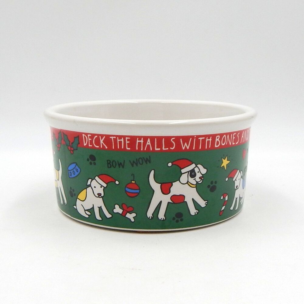 Deck The Halls Doggy Puppy Christmas Riviera Van Beers Signature Pet Bowl